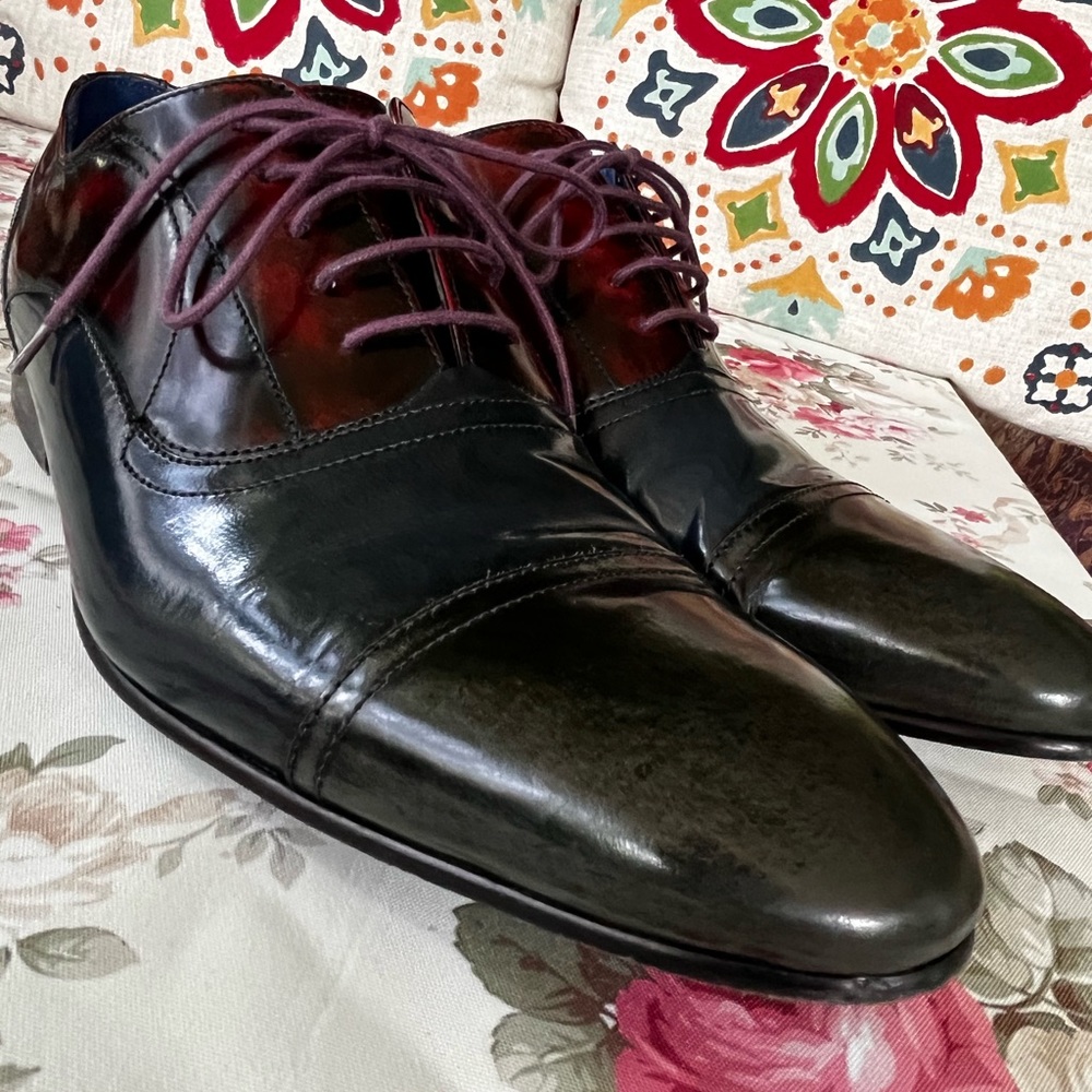 Men’s Ted Baker leather Derby’s shoes burgundy men shoes navy blue shoes - Picture 2 of 10